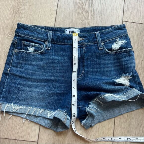 Paige Denim Jimmy Jimmy Jean Shorts Size 26 Mid Rise Distressed Cuffed Short - Picture 7 of 10